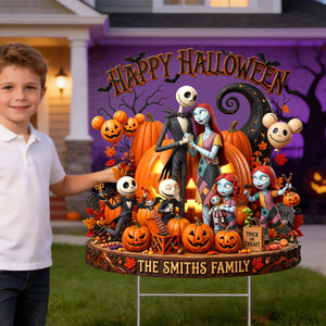 Spooky Family Happy Halloween Yard Sign - Personalized Halloween Gifts For Family 012padh050826