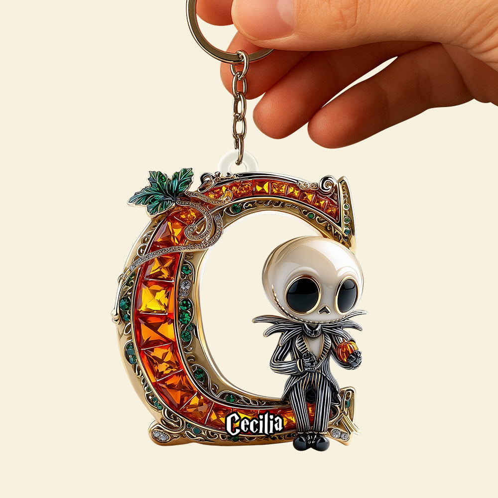 Alphabet Gemstones Pumpkin Halloween Keychain Personalized Gifts For Fans 04TGDT230825