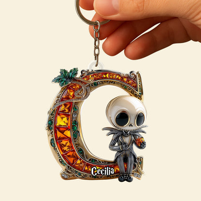 Alphabet Gemstones Pumpkin Halloween Keychain Personalized Gifts For Fans 04TGDT230825
