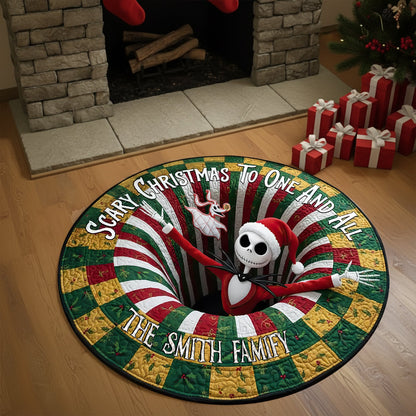 Haunted Holiday Family Round Mat - Personalized Christmas Gifts For Family 02HULU250925