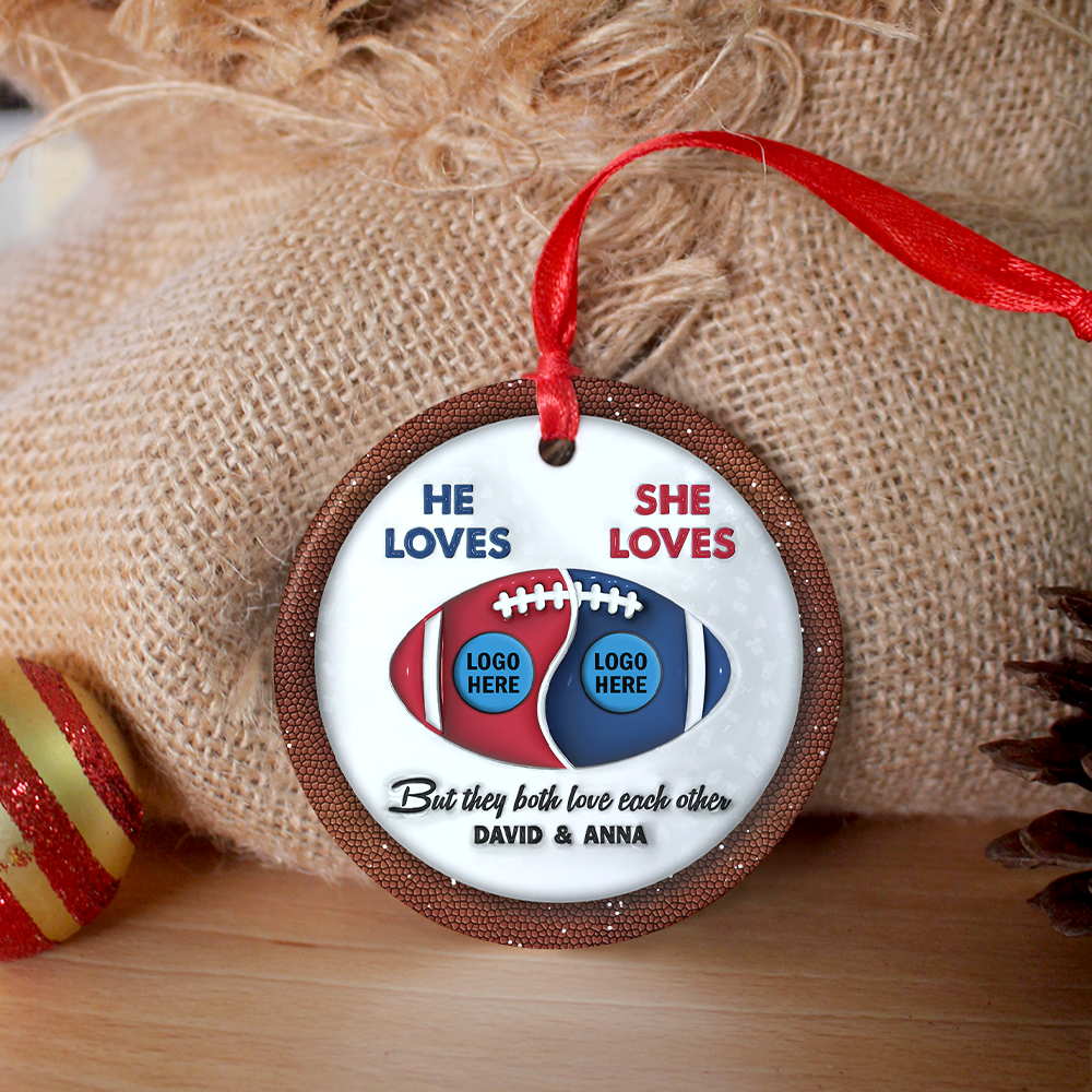 American Football Couple Ornaments With Custom Team Logo - House Divided 02hupu250924-Homacus