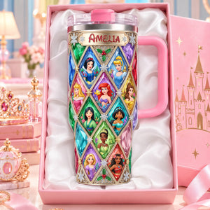 Lovely Fairy Tale Princesses Colorful 40oz Tumbler With Handle - Personalized Christmas Gifts 04palu241026