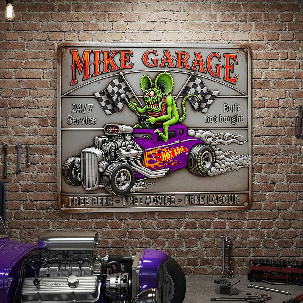 Personalized Gifts For Hot Rod Lover Metal Sign, Hot Rod Garage 01QHTN280625