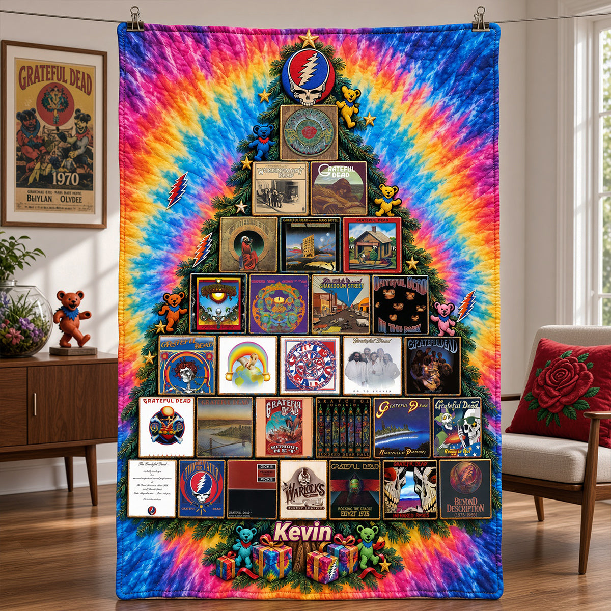 Grateful Dead Christmas Album Blanket - Personalized Gifts For Rock Lovers 02NATA071026