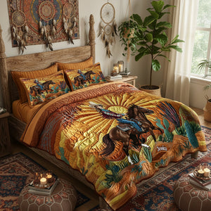 Desert Sunset Cowgirl Quilt Bedding Set Special Line - Personalized Gifts For Cowgirl 05nalu191225