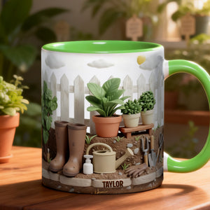 Gardening Scene Accent Mug – Personalized Gifts For Garden Lovers 03kilu080126