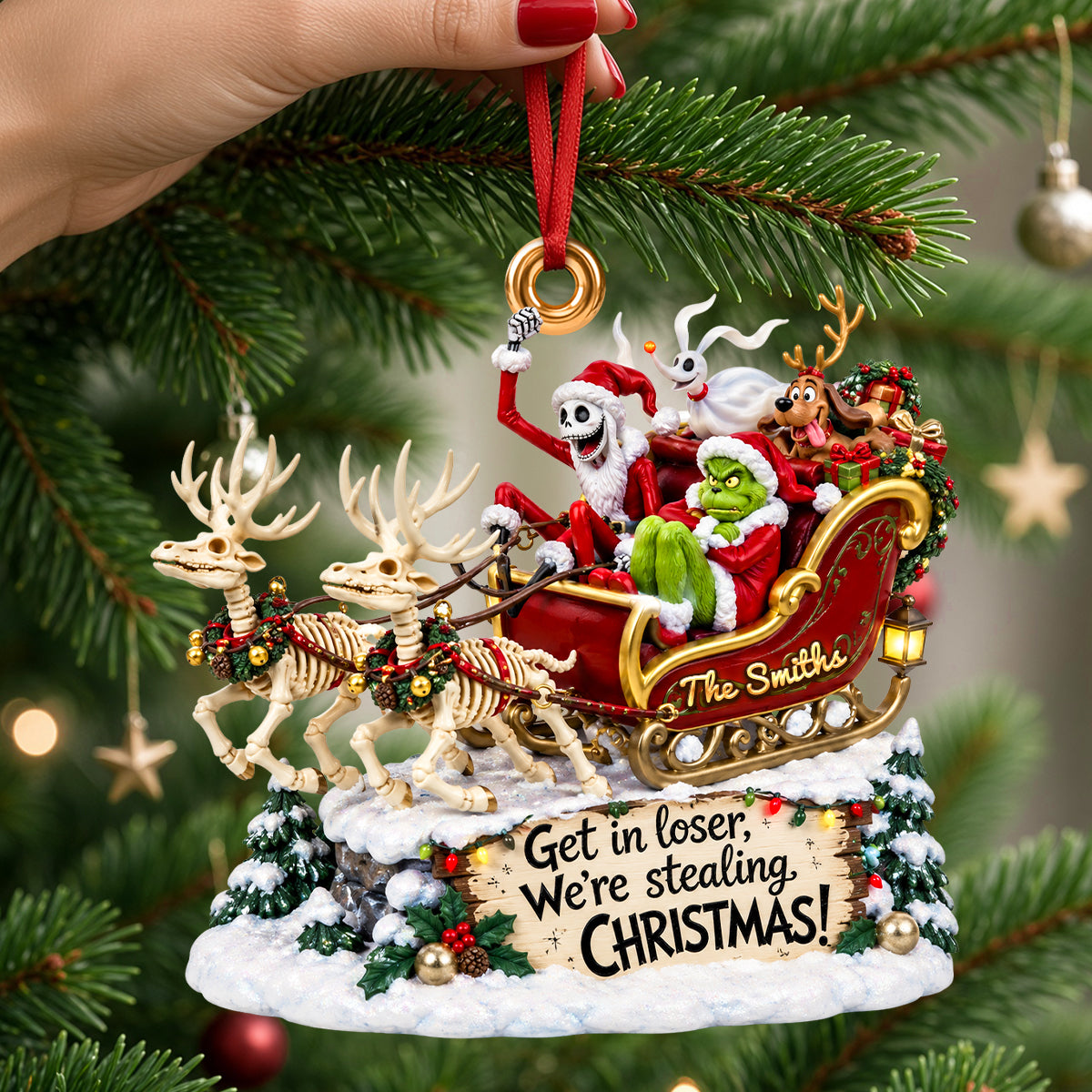 Mischief Crew On A Sleigh Ornament - Personalized Christmas Gifts 01NADH191026