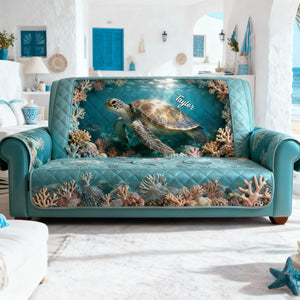 Sea Turtle Quilted Sofa Cover - Personalized Gifts 05KILU050226