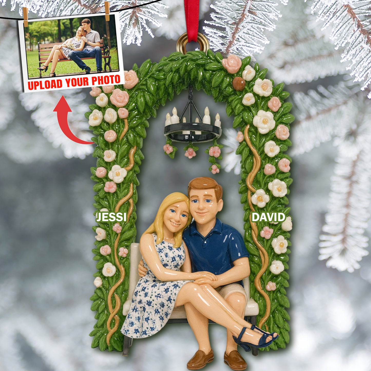 Love Story Custom Photo Ornament - Personalized Christmas Gifts For Couples 04OHLU290825
