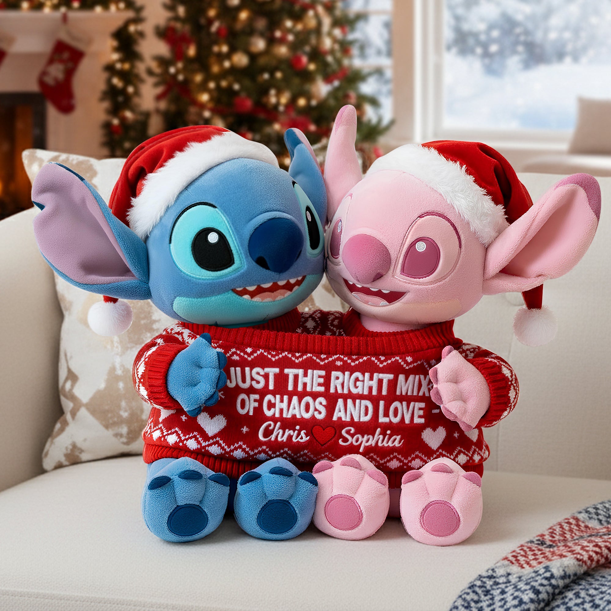 Couple In Cute Sweater Shaped Pillow - Personalized Gifts For Couple 03QHLU121125