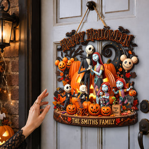 Spooky Family Happy Halloween Acrylic Sign - Personalized Halloween Gifts For Family 011padh050826