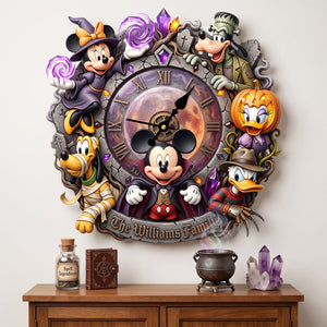 Spooky Family Acrylic Hanging Wall Clock - Personalized Gifts For Halloween 01patn070826