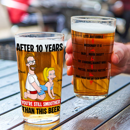 Playful Couple Beer Glass - Personalized Anniversary Gifts For Couples 02NALU140625