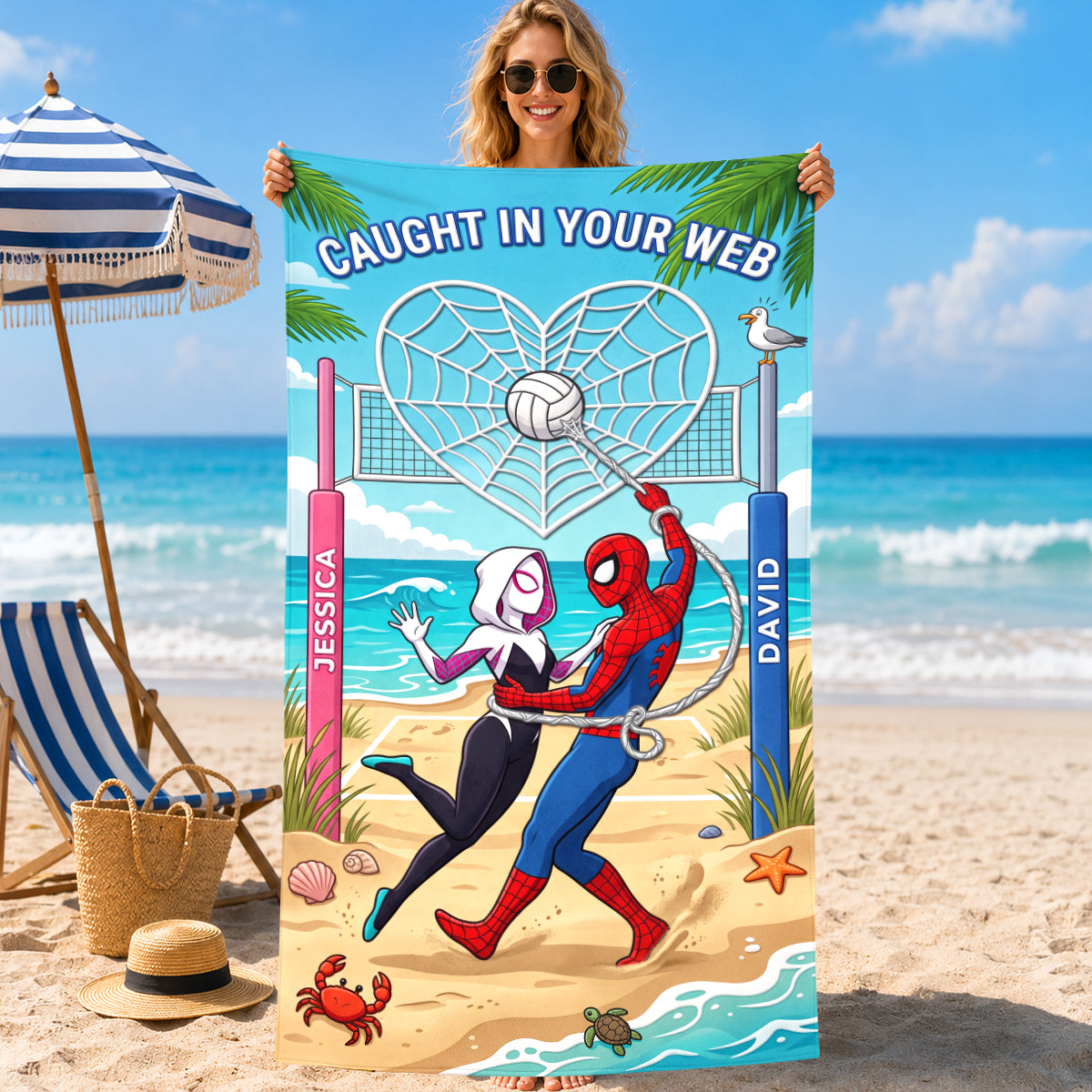Caught My Heart Beach Towel - Personalized Gifts For Couple 01HADH220726
