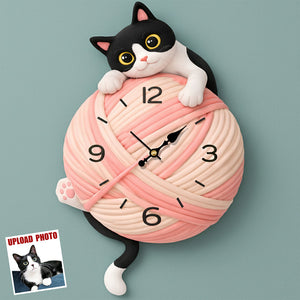 Cute Cat Custom Photo Acrylic Hanging Wall Clock - Gifts For Cat Lovers 04hudt271225