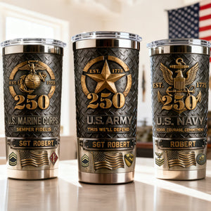 Proud American Veteran Tumbler, Personalized Gifts For Veteran 03qhtn130226