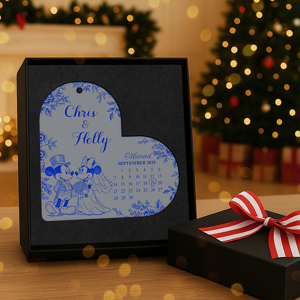 Personalized Gifts For Christmas, Couple Wedding Toile de Jouy Custom Shape Acrylic Ornament 02pgta081025