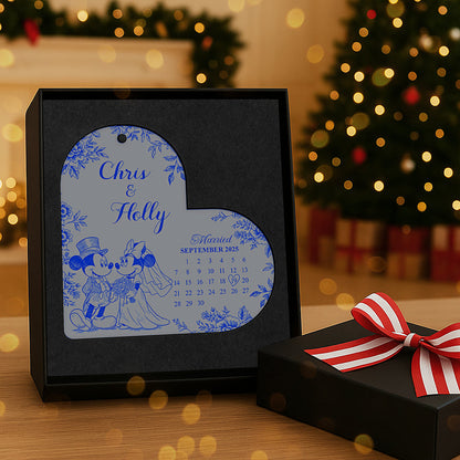 Personalized Gifts For Christmas, Couple Wedding Toile de Jouy Custom Shape Acrylic Ornament 02pgta081025
