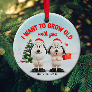 Old Santa Couple Ceramic Ornament - Personalized Christmas Gifts For Couples 02OHLU021025
