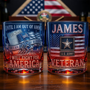 Fight For America Round Glass - Personalized Gifts For Veteran Glass 02PAQN110626