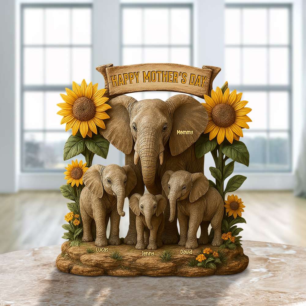 Elephant Mom Plaque - Personalized Gifts For Mother-Homacus