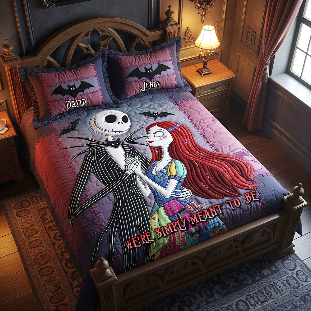 Enthusiastic Halloween Couple Quilt Bed Set, Personalized Gifts For Couple 02qhtn090825