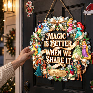 Lovely Fairy Tale Princesses Wreath Acrylic Sign - Personalized Christmas Gifts 06hadh110826