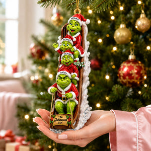 Christmas Monster Family Reindeer Cart Ornament - Personalized Gifts For Family Christmas Ornament 07QNQN290826