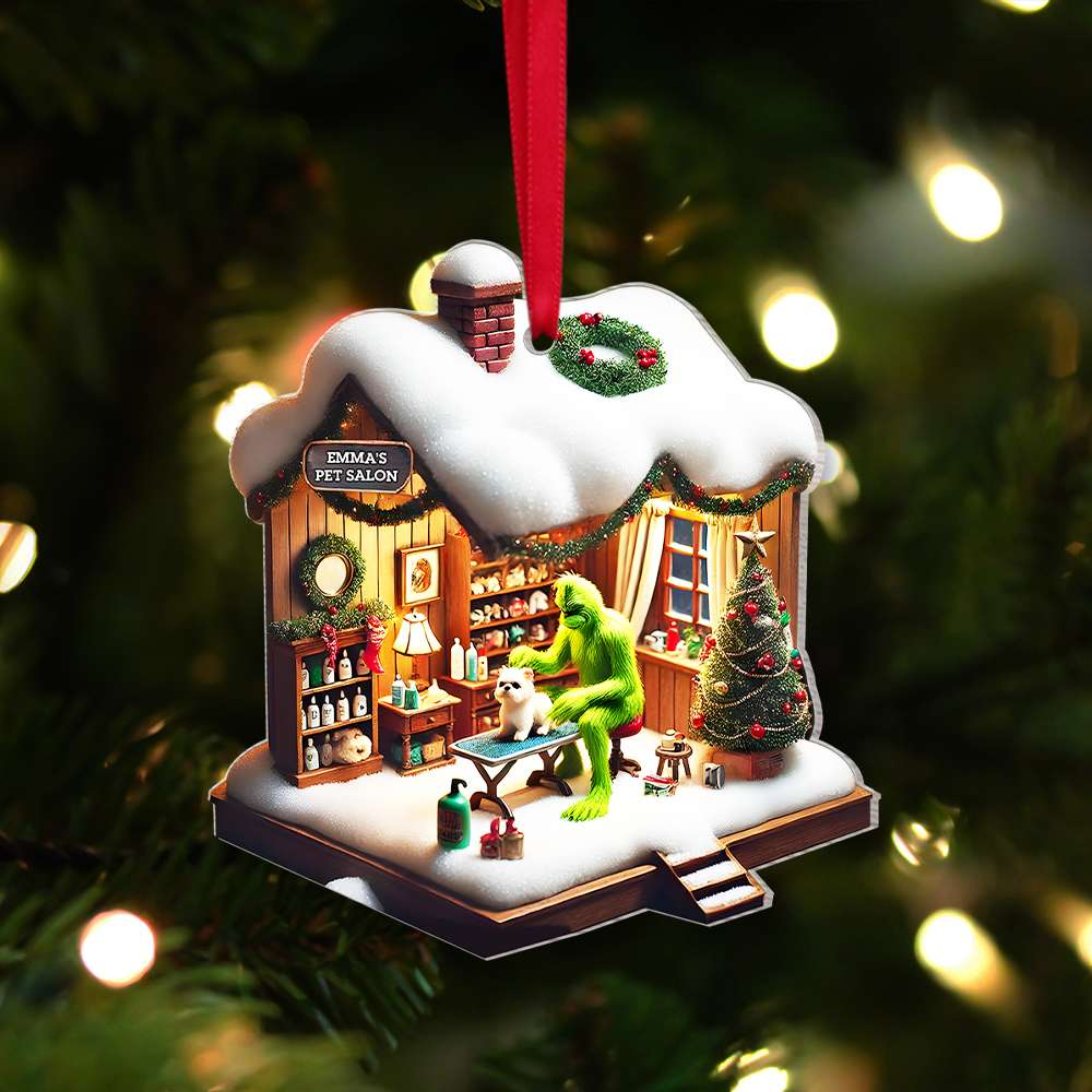 Personalized Gifts Flat Pet Grooming Green Monster Acrylic Ornament 045TGMH141124 - Ornament - GoDuckee