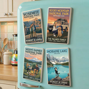 Memorable Trips Retro Fridge Magnet, Custom Photo Gifts For Camper, Hiker, Trekkers, Outdoor Enthusiasts 03qhdt241225