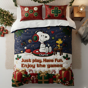 Just Play Have Fun Quilt Bedding Set Personlized Gifts Game Lover 08PALU151125