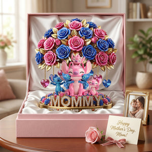 Cute Mommy Pink Aliens Flower Acrylic Plaque - Personalized Gifts For Mother's Day 01tytn070426