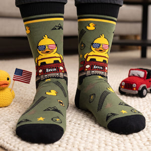Quirky Duck On Adventure Car Socks - Personalized Gifts For Off-road Lovers 04NATA280926