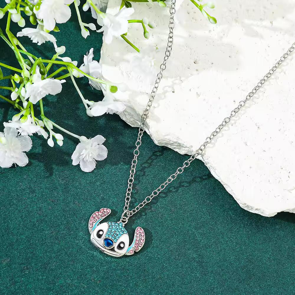 Character Face Rhinestone Metal Charm Necklace 03acxx020425