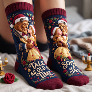 Fairytale Couple Middle Tube Socks - Personalized Gifts For Couples 01TYTA170926