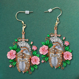 Knight Helmet Aesthetic Earrings, Personalized Gifts For Female Warrior Of God 04qhtn120725