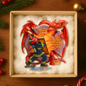 Firefighting With Dragon Acrylic Ornament - Personalized Gifts For Firefighter 04QHTN101125