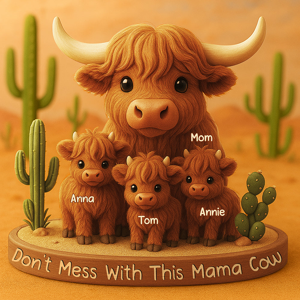 Personalized Gifts For Mom Plaque Highland Cow Mama 03XQDT150425-Homacus