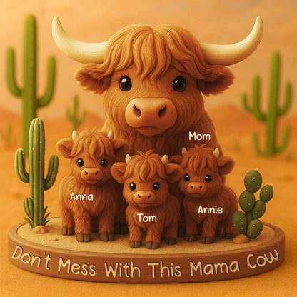 Personalized Gifts For Mom Plaque Highland Cow Mama 03XQDT150425-Homacus