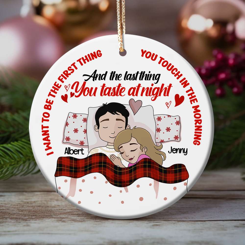 Personalized Gifts For Couples, Couple Slepping Ceramic Ornament 03OHLU091124HG - Ornament - GoDuckee
