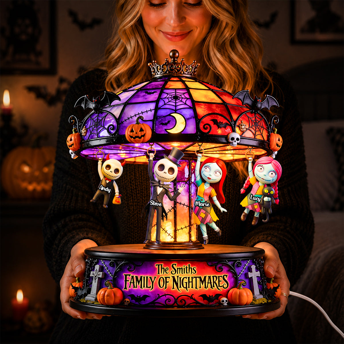 Family Hang On Theatrical Wheel Light Box, Personalized Gifts For Family 05qhdh110826