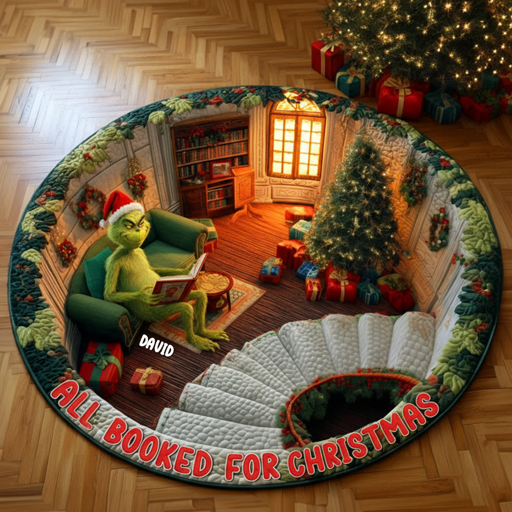 Personalized Gifts For Book Lovers Christmas Quilted Round Mat 03pgtn181025