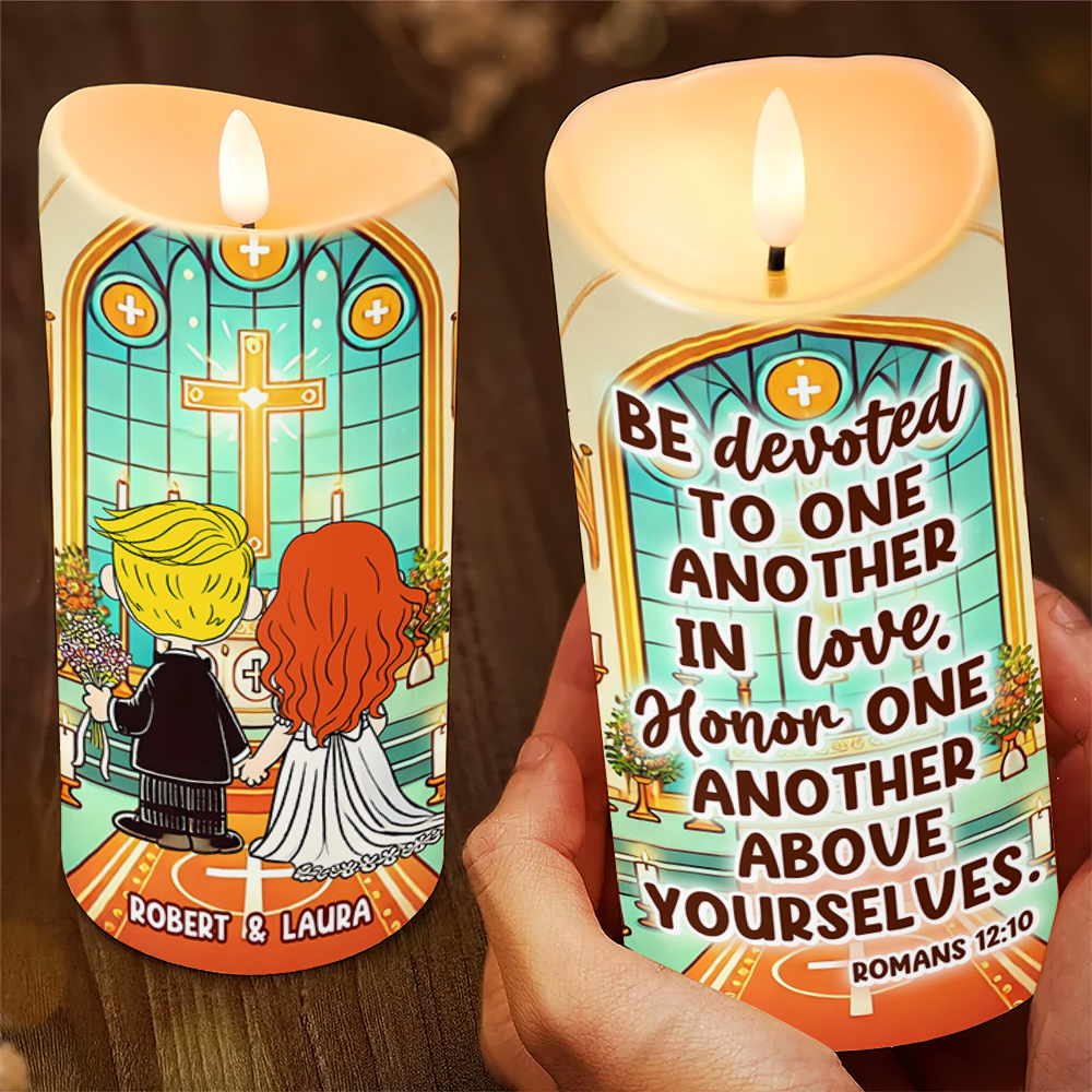 Personalized Gifts For Couple Led Candle Wedding In Church 01xqpu110125hg - Led Candle - GoDuckee