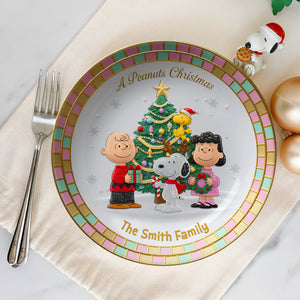 Family Joy Under The Tree Round Plate -  Personalized Gift For Family 02PGLU171025