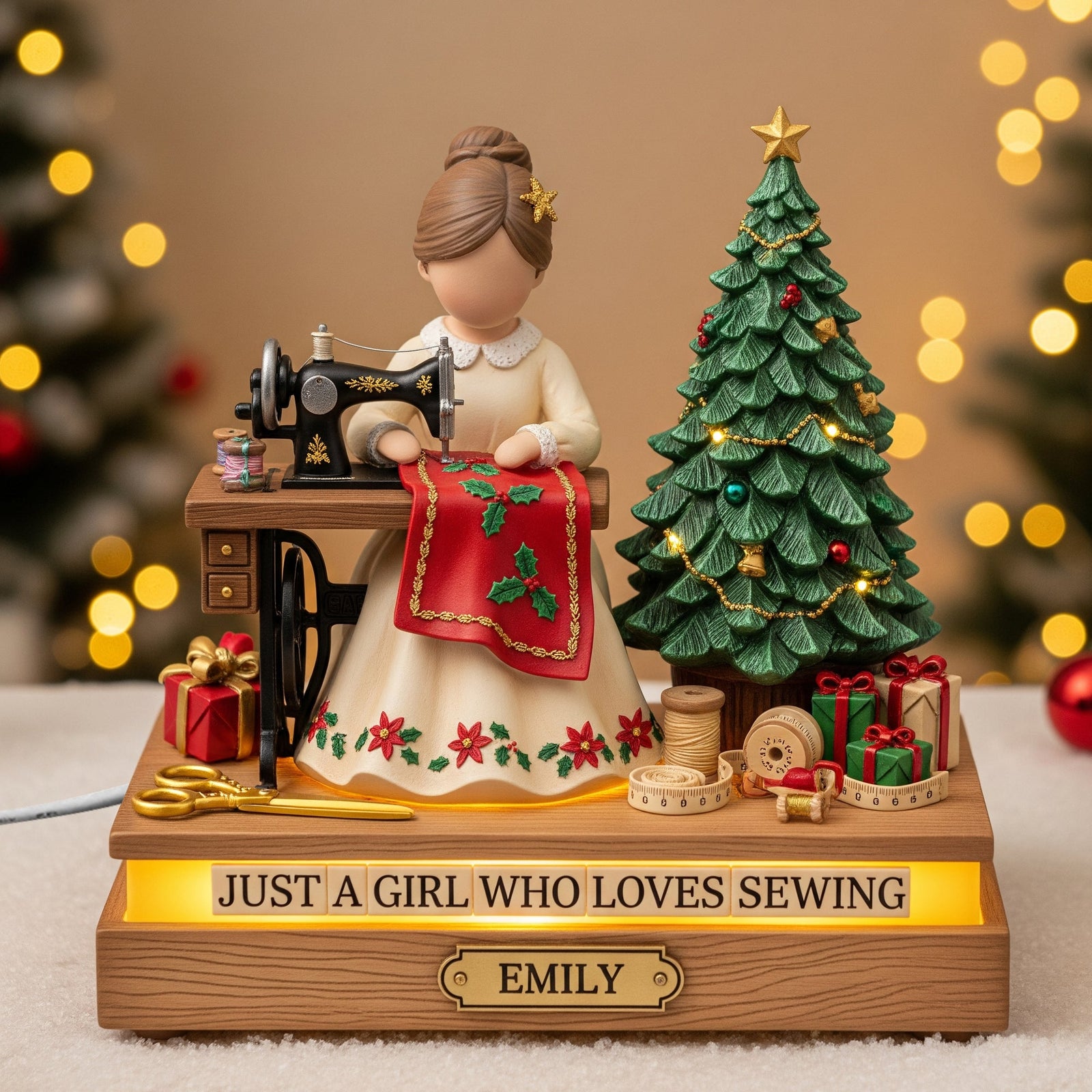 Sewing Girl Acrylic Light Box Personalized Gifts For Sewing Lovers 05pgtn051125