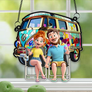 Couple With Colorful Motorized RV Suncatcher - Personalized Gifts For Couple 01TGLU140725