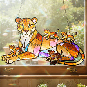 Lion Mom And Kids Suncatcher  - Personalized Gifts For Mother's Day Suncatcher Ornament 03OHTA240226