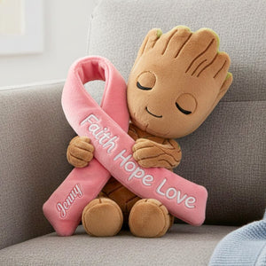 Cute Creature Pink Ribbon Pillow - Personalized Gift For Cancer Awareness 04NATN111225
