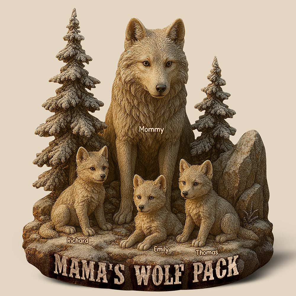 Wolf Mom Plaque - Personalized Gifts For Mother-Homacus