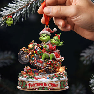 Monster Riding Couple Ornament - Personalized Gifts For Couple Christmas Ornament 06TYLU170826